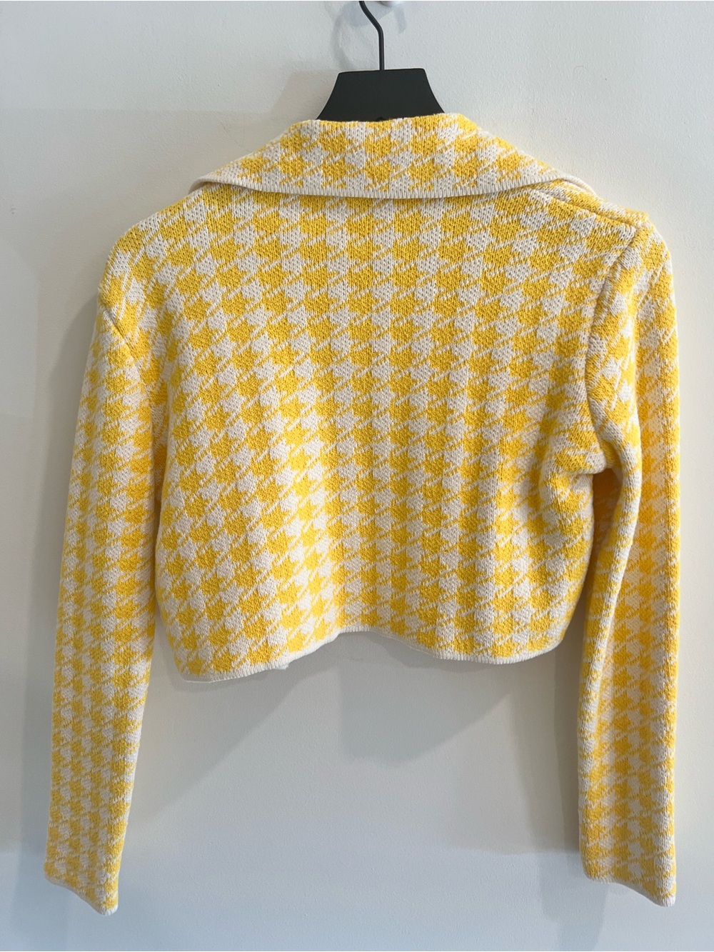 Zara Yellow & White Houndstooth Cropped Blazer - Picture 8 of 9